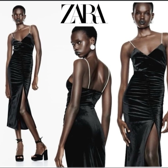 🖤RHINESTONE STRAP VELVET MIDI DRESS - Picture 1 of 11